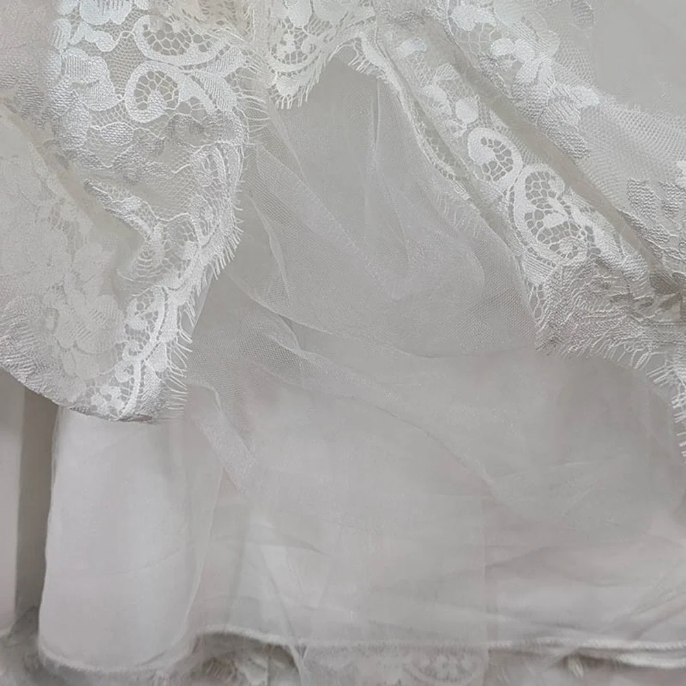 Flower Girl Wedding Pagent Junior Bridesmaid Dress Girls 8-9 White Tulle Overlay